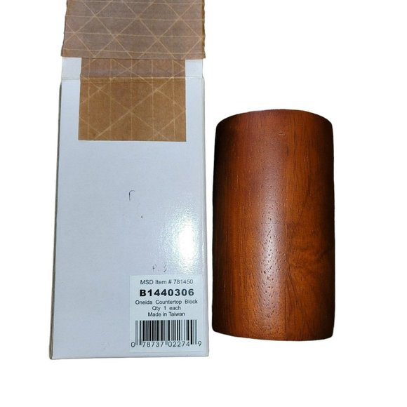 Oneida Countertop Knife Block Round Faux Walnut Wood NIB DH572 - Picture 4 of 7
